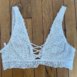 Victorias Secret White Lace Up Bralette
